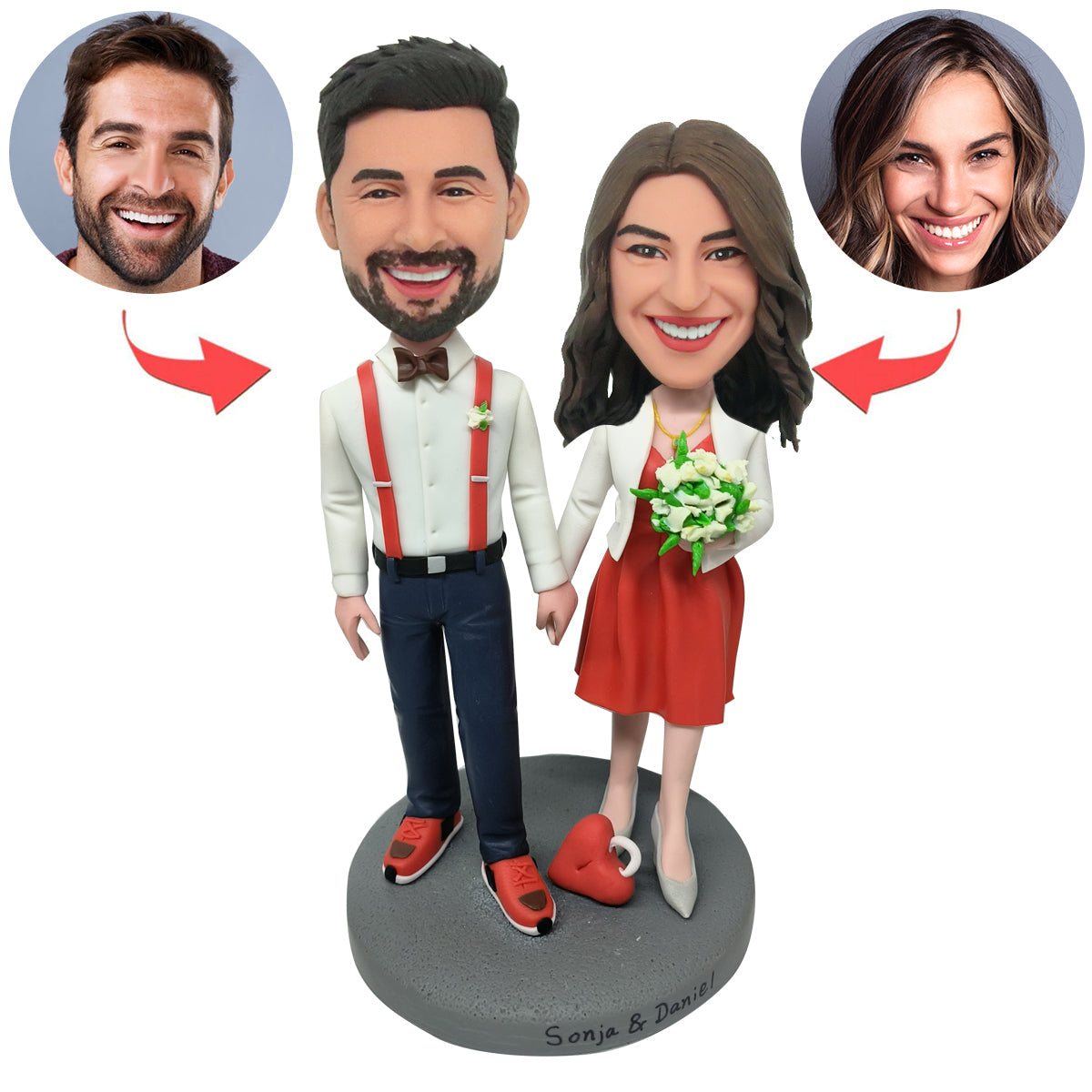 Perfect Custom Wedding Bobblehead With Flowers main image 0