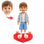 Custom Kid Bobblehead from Photo with Love Heart Base