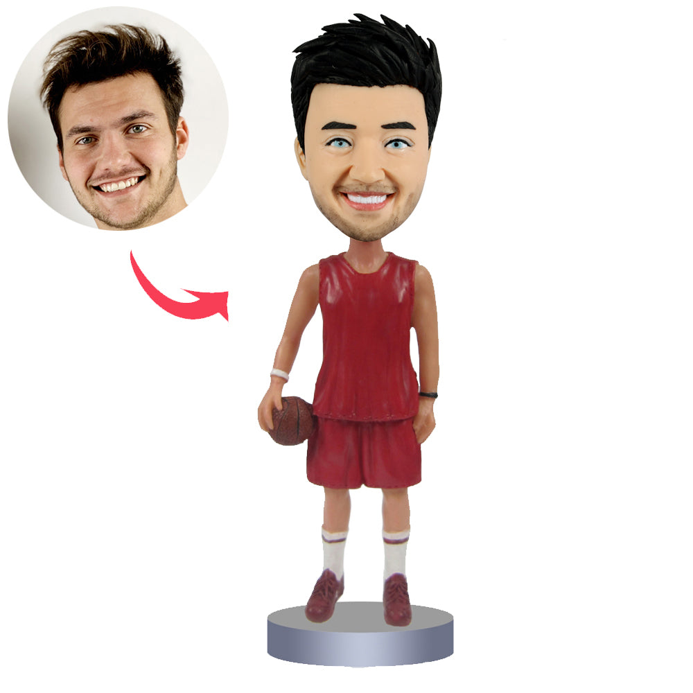 Custom Basketball Star Bobble Head Doll In Red Jersey