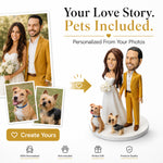 Wedding Couples Custom Bobbleheads with Pets