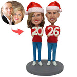 Happy New Year Christmas Gift Custom Couple Bobblehead