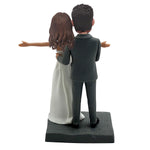 Custom Wedding Bobblehead Couple Hugging Waist