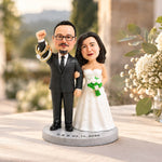 Personalized Wedding Couple Figurine with Ring Holder from Photo