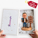 Personalized Custom Retirement Travel Bobblehead with 360° Rotating Musical Base