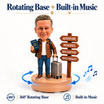Personalized Custom Retirement Travel Bobblehead with 360° Rotating Musical Base