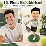 Custom Tennis Player Bobbleheads In White Jersey
