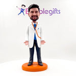 Custom Male Doctor Business Card Holder Bobblehead