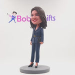 Custom Bobblehead for Office Lady with Navy Suit