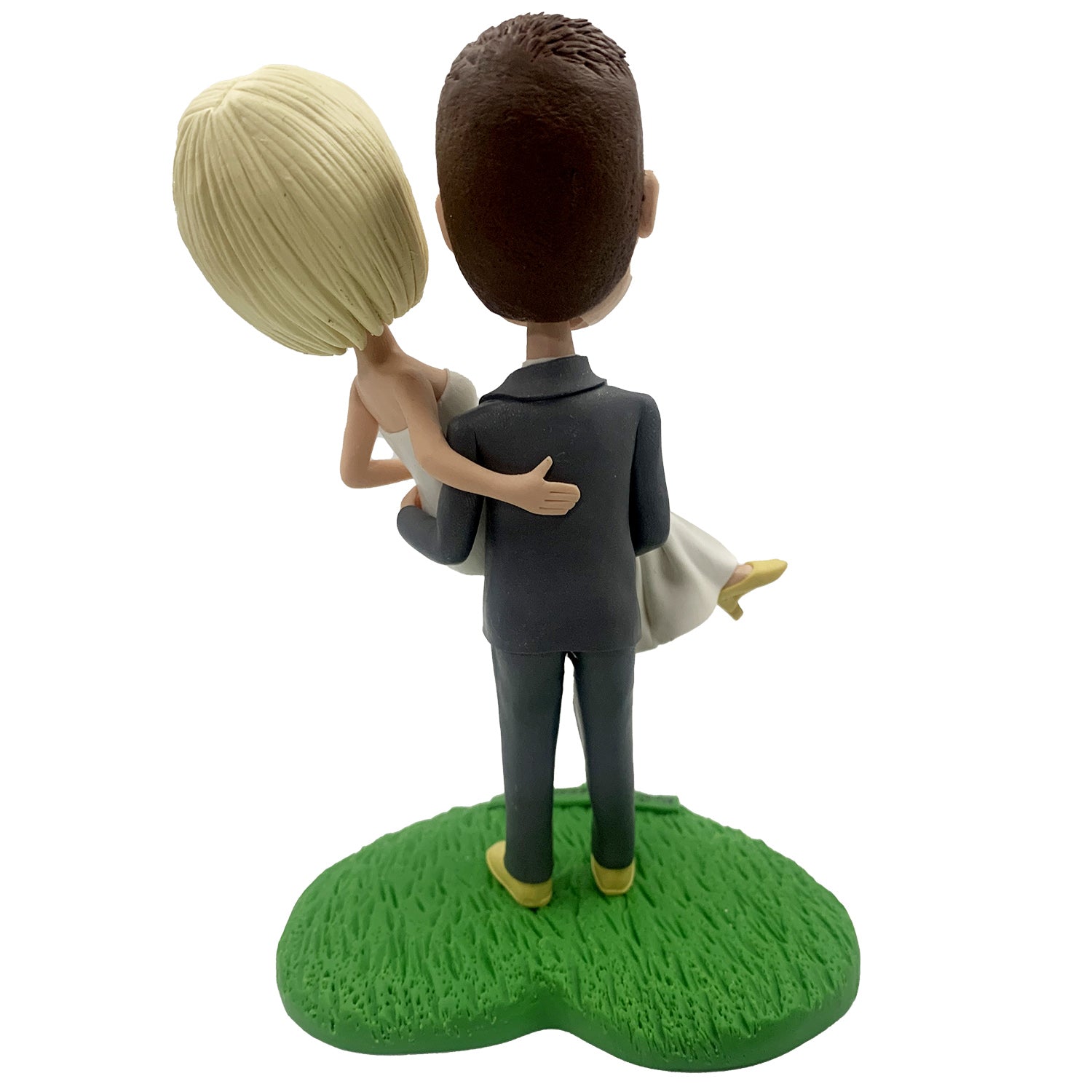 Custom Wedding Bobbleheads Groom Hugging Bride