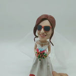 Bridal Bobblehead Doll with Sunglasses