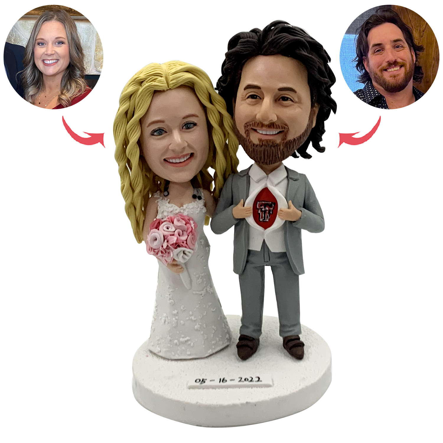 Custom Bobblehead Wedding Couples Cake Topper