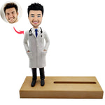 Business Card Holder with Custom Bobbleheads