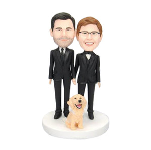 Wedding Groomsman Bobbleheads with Pet