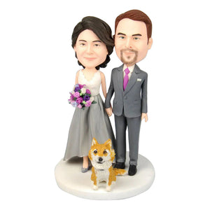 Wedding Couples Custom Bobbleheads With Pet