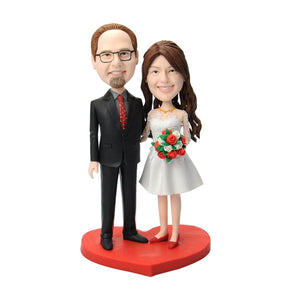 Custom Wedding Couple Bobblehead with Flowers