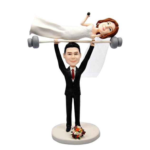 Custom Weightlifting Bobblehead Wedding Couple