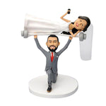 Custom Funny Wedding Cake Topper Bobblehead Doll with Weightlifting