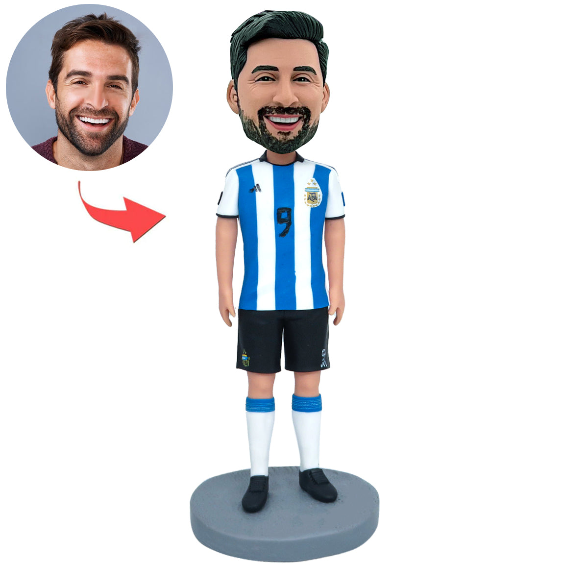 World Cup Stars Argentina Messi Custom Bobblehead with Engraved Text World Cup Stars Argentina Messi Custom Bobblehead with Engraved Text