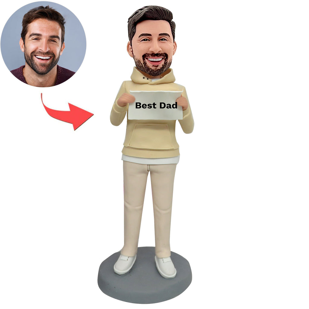 Custom Best Dad Bobblehead In Hoodie