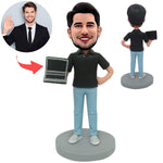 Custom Bobblehead Male Software Engineer with Computer