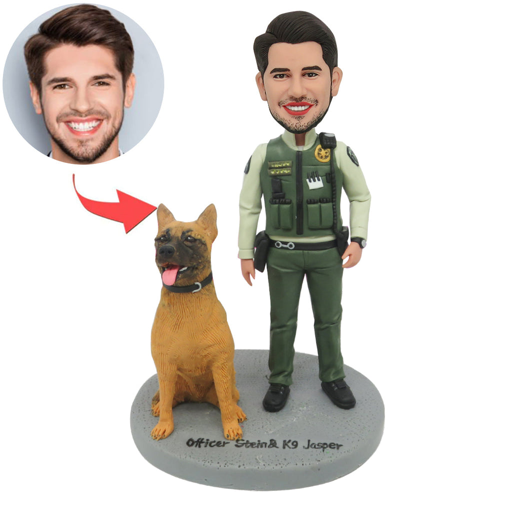 Custom Policeman Bobblehead with Dog