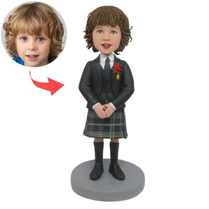 Custom Boy Bobble Head Doll with Plaid Uniforms