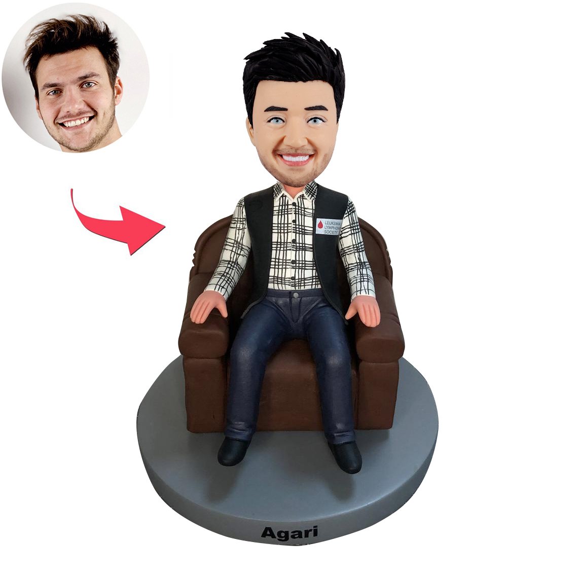 Custom Man Sitting On The Sofa Bobbleheads - BobbleGifts AU